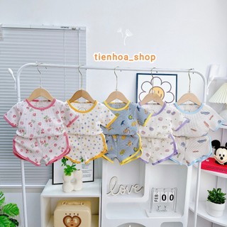 [Bé 8-19kg] Bộ ngắn tay quần vát cotton waffle xuất Hàn thoáng mềm nhẹ họa tiết siêu xinh cho bé trai