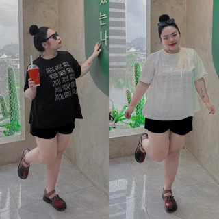 Áo phông suông đính đá Miu