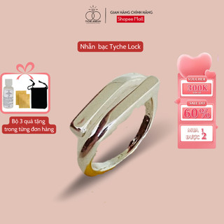 Nhẫn bạc Tyche Lock thiết kế đơn giản, phong cách Ritro thủ công dành cho cả nam và nữ TYCHE JEWELRY