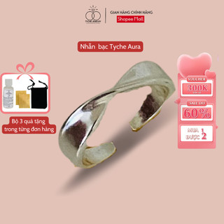 Nhẫn mạ bạc 925 Tyche Aura thiết kế đơn giản, phong cách Ritro thủ công dành cho cả nam và nữ TYCHE JEWELRY