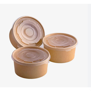 50 TÔ GIẤY KRAFT NÂU 750ml, 1000ml dùng một lần có nắp đậy