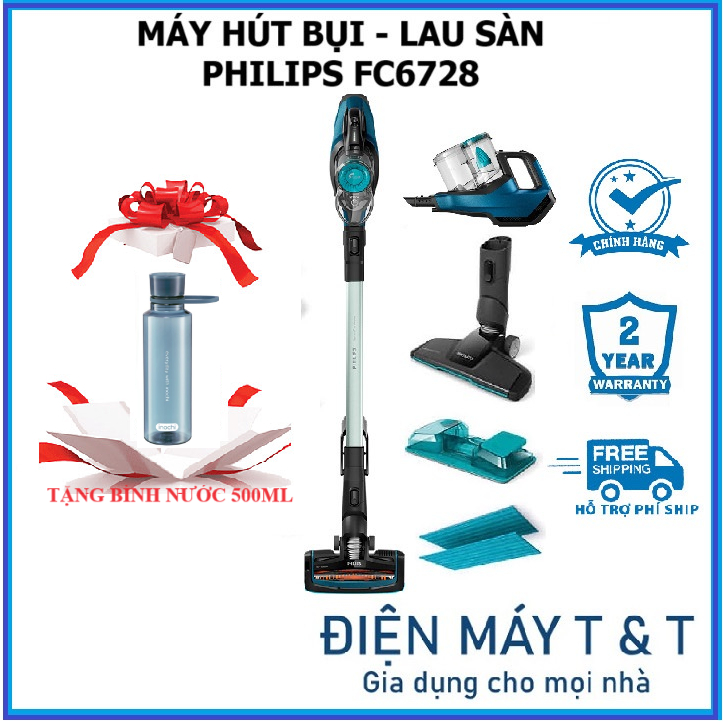 Máy hút bụi không dây Philips FC6728 và XC3131 mẫu mới ( hút bụi, lau sàn và cầm tay) - Bảo hành 2 năm