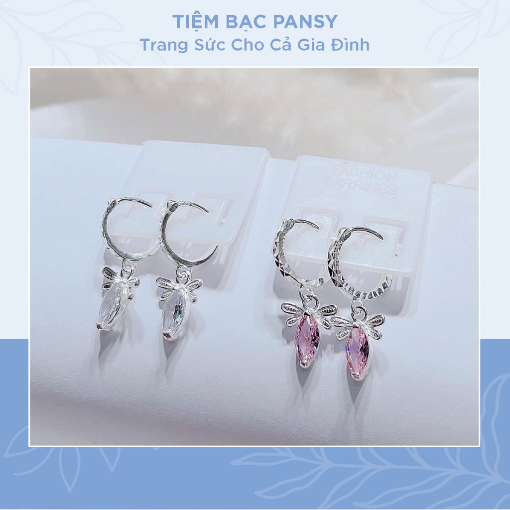 Bông tai hình giọt nước cho bé gái bằng bạc ta cao cấp - TIỆM BẠC PANSY
