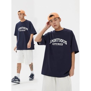 Áo Thun Nam Xanh Đen Cotton Tay Lỡ Dáng Rộng Ambutious