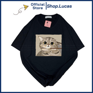 Áo Thun In Hình CON MÈO CUTE CHIBI Unisex Nam Nữ Vải Cotton Form Rộng Mát Co Giãn Shop.Lucas