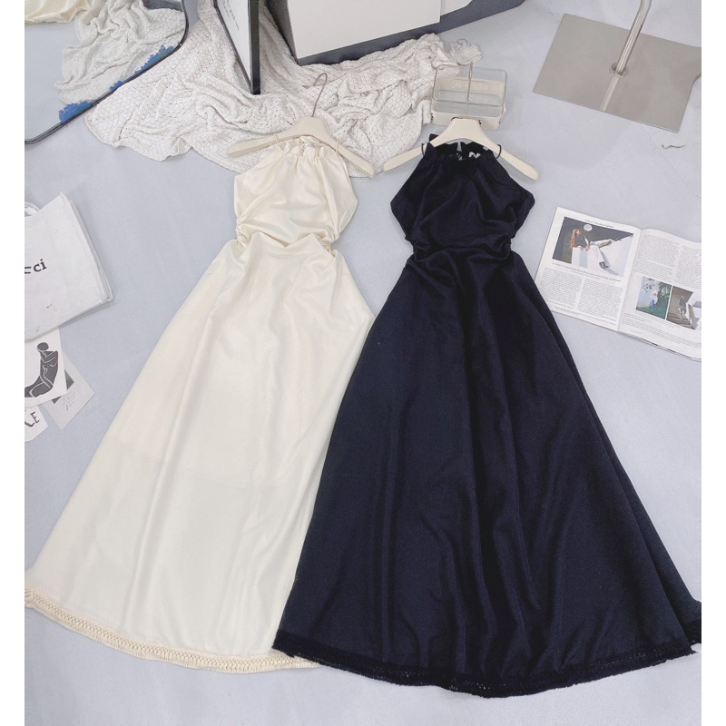 Váy Nữ, Đầm Maxi Cổ Yếm Khoét Eo Đan Dây Sau Tua Rua Hàng 2 Lớp, Váy Đi Biển Dáng Dài Siêu Xinh | BigBuy360 - bigbuy360.vn