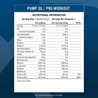 Applied Nutrition Pre Workout PUMP 3G Vị Rainbow Unicorn Bổ Sung Năng