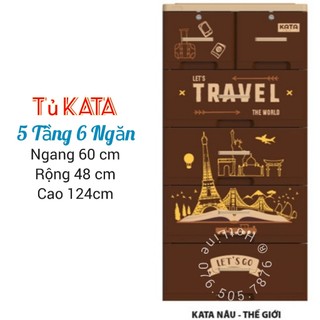 🌱Tủ nhựa KATA 5 Tầng- 6 Ngăn KT : N60 X R48 X C124cm (Design by NHỰA DUY TÂN ) Tặng CA Tròn 750🌱