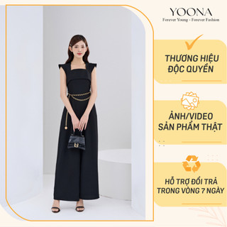Jumsuit thiết kế cổ vân tay hến phối đai lưng cách điệu chất sạn Hàn YOONA - NH17S050