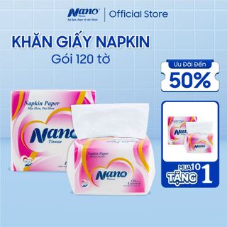  Combo 10 gói Khăn giấy rút lụa Nano Napkin 120 tờ, Giấy ăn khô vuông siêu dai cao cấp- Nano Tissue