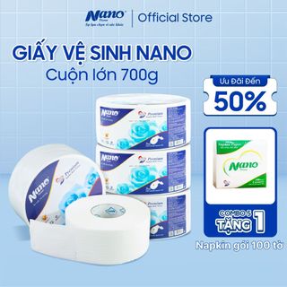  Combo 5 giấy vệ sinh cuộn lớn 2 lớp Nano 700g, Giấy vệ sinh công nghiệp to treo tường - Nano Tissue
