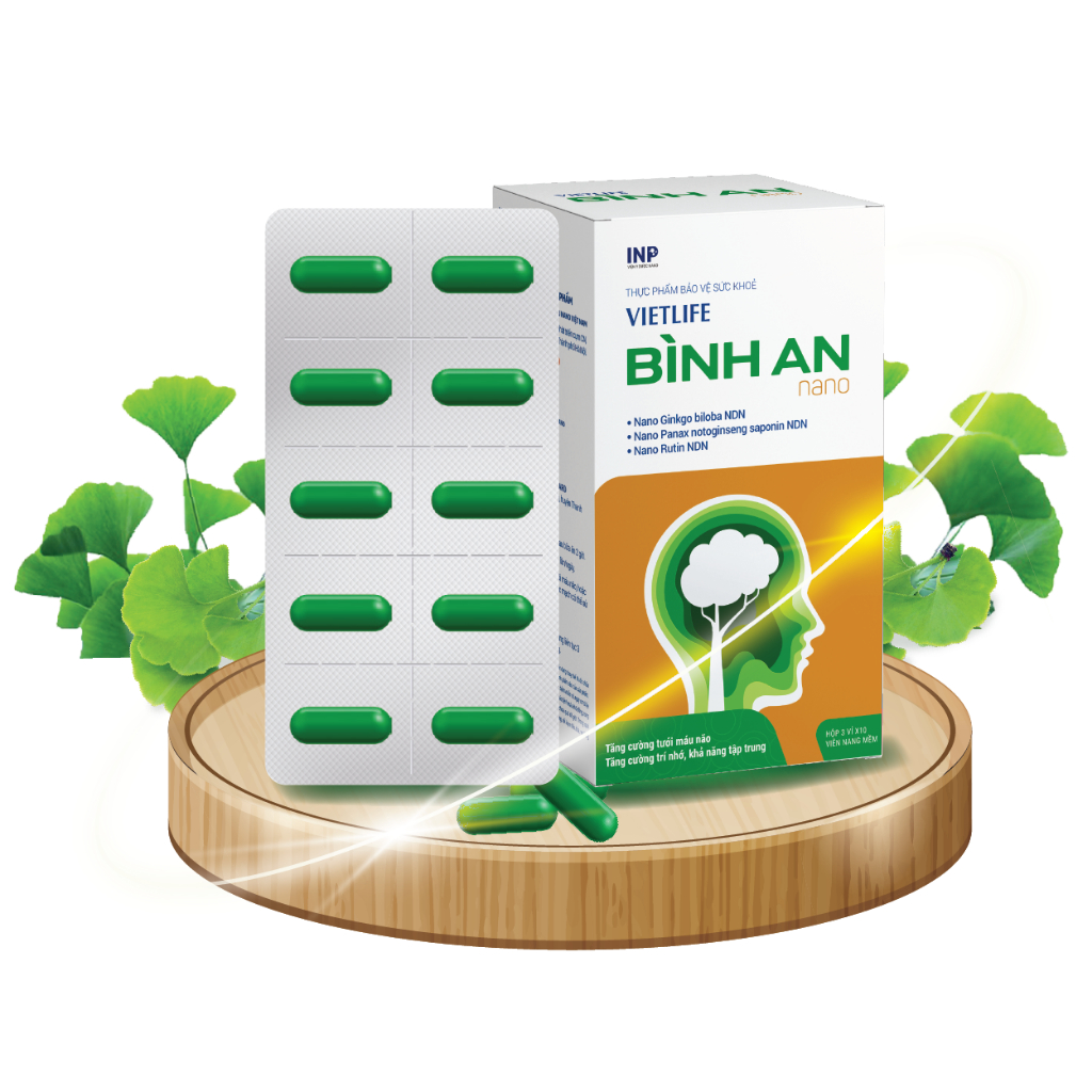 Viên Bổ Não Vietlife Bình An - Giúp An Não Bình Tâm,Tăng Cường Lưu Thông Máu Não (Hộp 30 viên)