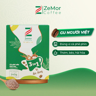 Hộp cà phê hòa tan ZeMor Coffee 3in1 Vị dịu dàng, thơm béo, đậm đà hộp 20gx12 gói