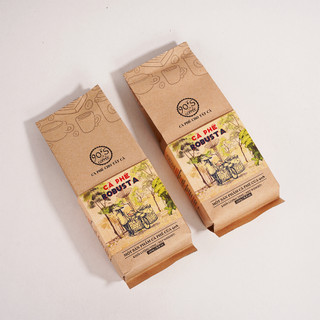 Combo 2 gói cà phê robusta 90s loại 250gr gu truyền thống, đắng đậm
