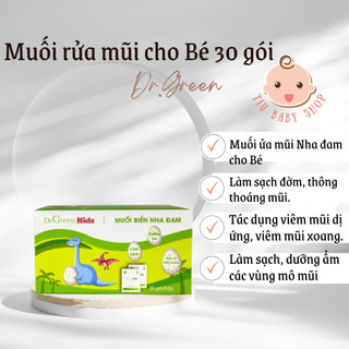 Muối rửa mũi Dr.Green Kids, hộp 30 gói, vệ sinh mũi cho bé, hết sổ mũi, nghẹt mũi, viêm xoang.