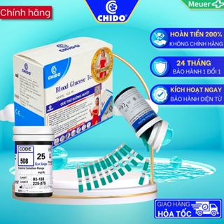 Hộp 50 que thử đường huyết CHIDO tặng không kèm 50 kim lấy máu dùng cho Máy đo đường huyết CHIDO