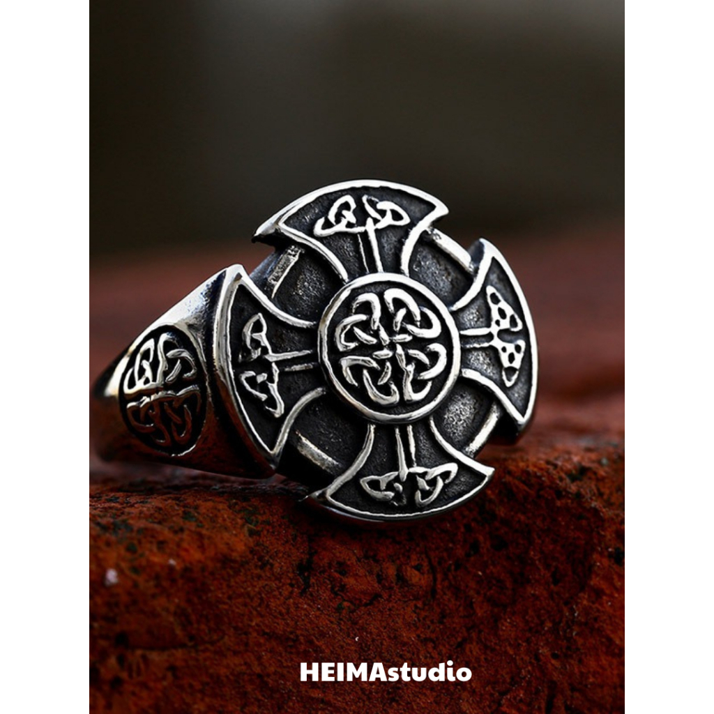 Nhẫn tròn nam họa tiết vòng tròn kết nối phong cách đơn giản cá tính titan không gỉ cao cấp Heima Jewelry