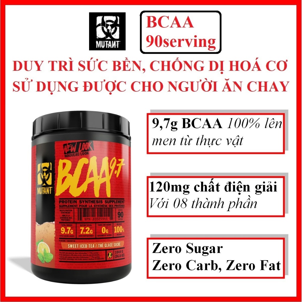 Mutant BCAA 9.7 90 lần dùng - Bổ sung acid amin cần thiết, BCAA lên men từ thực vật, sử dụng được ch