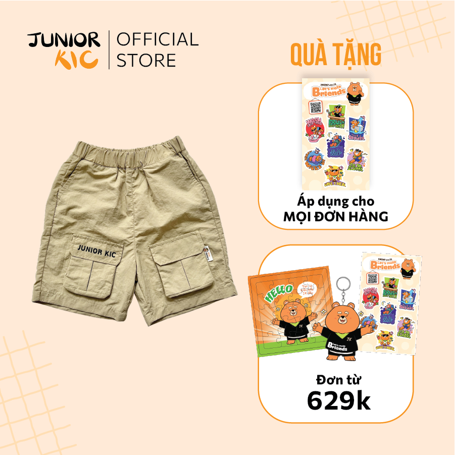 Quần short bé trai Junior Kic quần ngố chất gió túi hộp hai bên rộng rãi thoáng mát