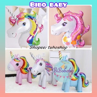 Bóng hình ngựa pony 4D, bóng đầu kỳ lân, bóng sinh nhật unicorn - BiBo baby