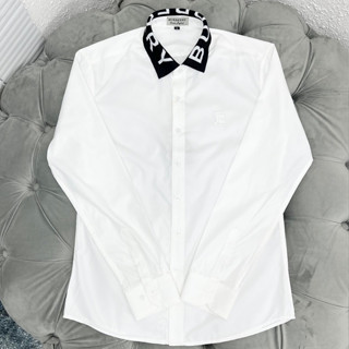 Áo sơ mi trắng nam nữ Bắp Bơ dài tay mix cổ đen dệt chữ thêu logo BT ngực phong cách boy phố