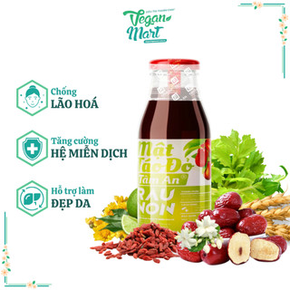 Mật táo đỏ rau non chai 250ml tâm an - vegan mart