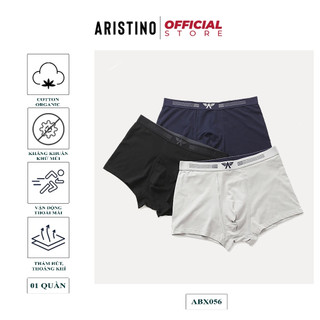 Quần boxer nam ARISTINO sịp đùi nam cạp cao dệt liền chất Organic Cotton mềm mại co giãn thoáng khí ôm body - ABX056