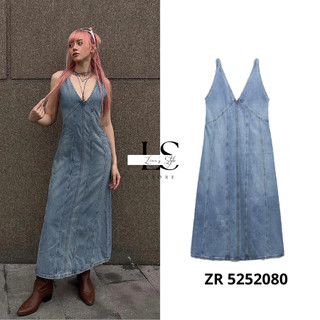 Váy midi denim cổ V TQXK sang chảnh gợi cảm cá tính thời trang du lịch | Order