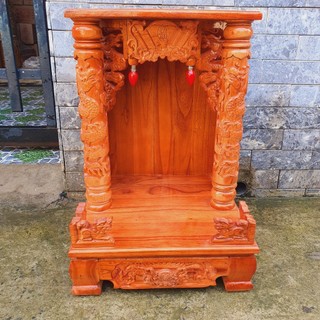 Bàn thờ thần tài ông địa gỗ Xoan Đào ngang 42 cm Màu Đỏ