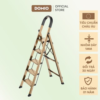 Thang gấp gọn DOMIO thang nhôm gia đình có tay vịn H001-20 (Đen trắng/Vàng nâu)