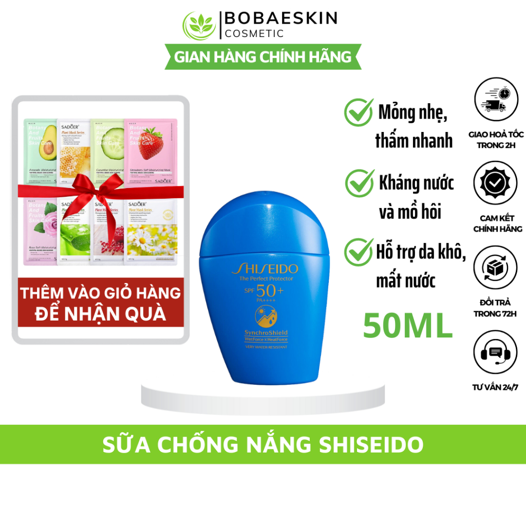 Kem chống nắng shiseido kem chống nắng cho mặt kem chống nắng nhật kem chống nắng da dầu mụn kem chống nắng nâng tone 50