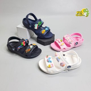 Sandal cross classic cho bé trai bé gái xuất khẩu tặng kèm jibbitz sticker, xăng đan cross trẻ em cao cấp chống trượt