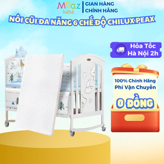 Nôi cũi đa năng 6 chế độ Chilux Peax - Whike/Pink - Combo trọn bộ nôi cũi+ bộ quây đệm hoàng gia + nệm xơ dừa.