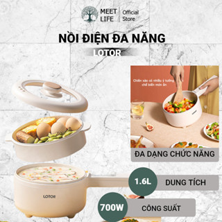 Nồi lẩu điện Lotor, chảo điện đa năng dung tích 1.6L nút cảm ứng kiểm soát nhiệt độ chế biến nhiều loại món ăn