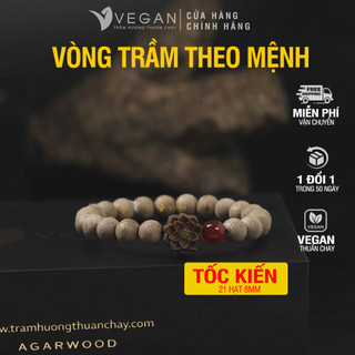 Vòng tay Vegan Trầm Hương Thuần Chay tốc kiến mix Sen - Đá Đỏ 8mm