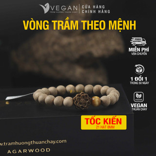Vòng tay Vegan Trầm Hương Thuần Chay tốc kiến mix Sen - Đá Vàng 8mm