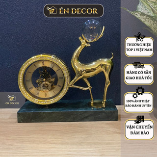Decor phòng khách hiện đại đồng hồ hươu pha lê én decor trang trí nhà cửa thu hút tài lộc, quà tặng tân gia, mừng thọ