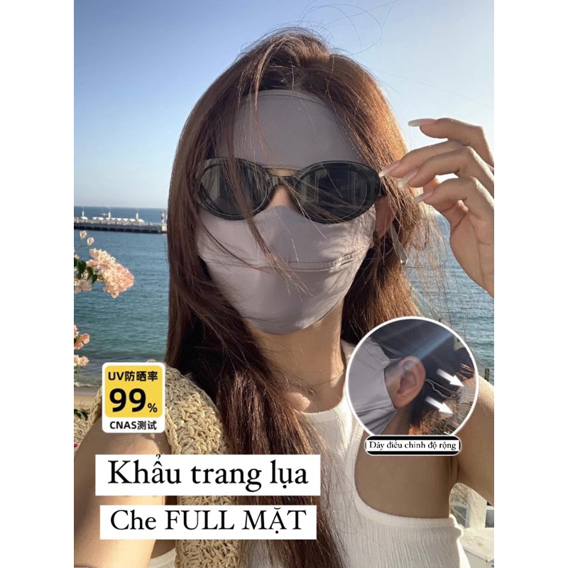 Khẩu Trang Lụa/Thun Mịn Che trán,Full Mặt Chống Nắng- Chống Tia UPF&gt;50- Mỏng, Nhẹ/Thoáng Khí/Không Gây Kích Ứng- Pastel