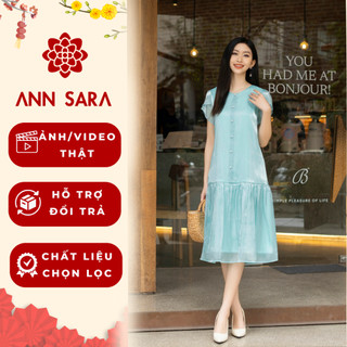 Đầm/váy nữ dáng dài suông đình cúc tay cách điệu nhẹ nhành ANN SARA