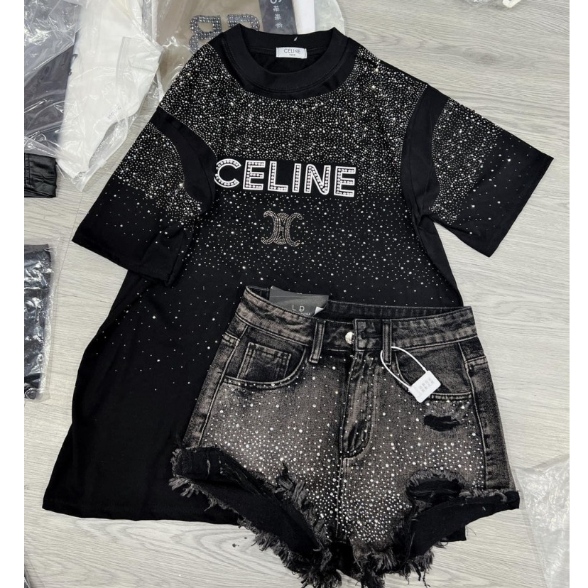 Áo thun nữ form rộng tay  lỡ ĐÁ HOA DÂM BỤT ,CLINE  phong cách Hàn Quốc M1340