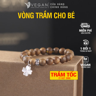 Vòng tay Trầm Hương cho bé VEGAN Trầm Hương Thuần Chay 21 hạt 6mm