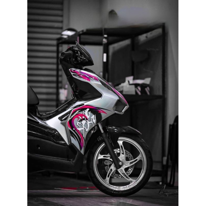 Tem rời dán xe  Air Blade AB 125, 150 đời 2020 đến 2022 bạc đen phối tem hồng chữ Tàu cực đẹp