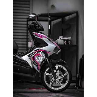 Tem rời dán xe air blade ab 125, 150 đời 2020 đến 2022 bạc đen phối tem hồng chữ tàu cực đẹp