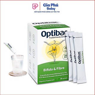 Men vi sinh Optibac Probiotics Bifido & Fibre, giảm táo bón và tăng chất xơ Hộp 30 gói