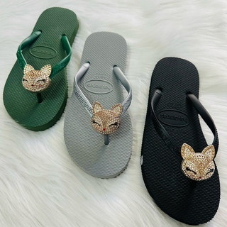 Dép xốp Thái, dép kẹp nữ đính Charm Cáo 🦊 siêu rẻ, dép đi biển hot trend