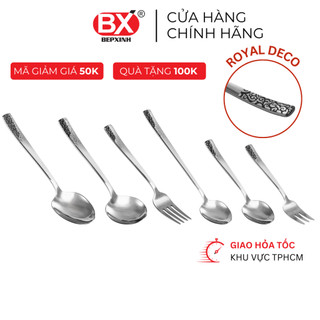 Muỗng Nĩa Inox 304 cao cấp, họa tiết hoa văn sang trọng, Bếp Xinh, GLORY Deco