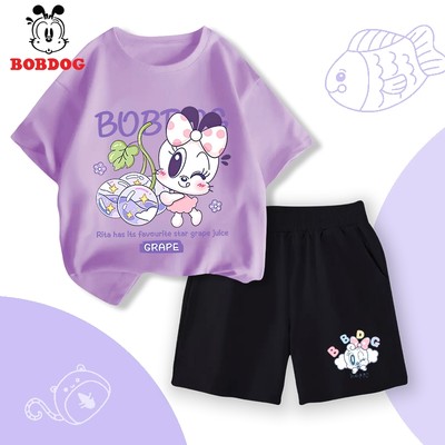 Đồ bộ bé gái BOBDOG áo phông cotton quần đùi da cá thoáng khí in hình cute CQ- BDG07-BDG49 cho bé
