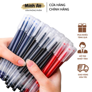 Combo 50 Bút gel đen xanh đỏ ngòi 0.5mm, bút bi nước viết trơn mực đều, mực khô nhanh - Bút mực gel học sinh, văn phòng
