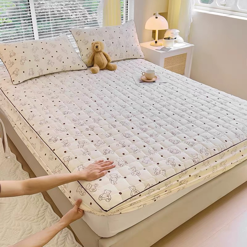 Bộ ga gối 3 món Cotton Đũi trần bông xơ đậu nành mềm mát kích thước 1m6, 1m8, 2m2