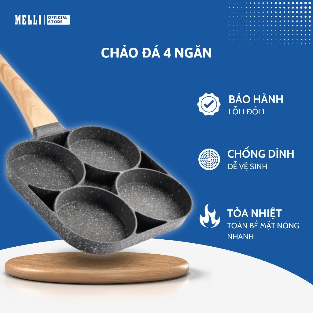 Chảo đá 4 ngăn Melli chống dính làm bánh xèo đổ chả trứng sử dụng trên mọi loại bếp
